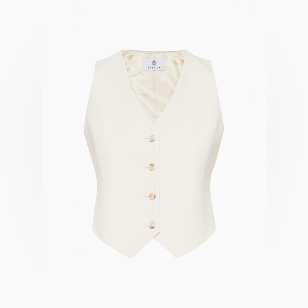 Babaton Italian Twill Deniro Vest in Matte Pearl